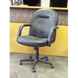 Black Leather Executive Mid Back Rolling Meeting Chair
